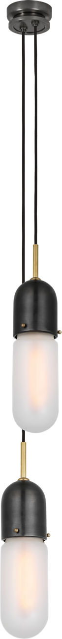Junio 2-Light Pendant | Bronze and Brass | Frosted Glass