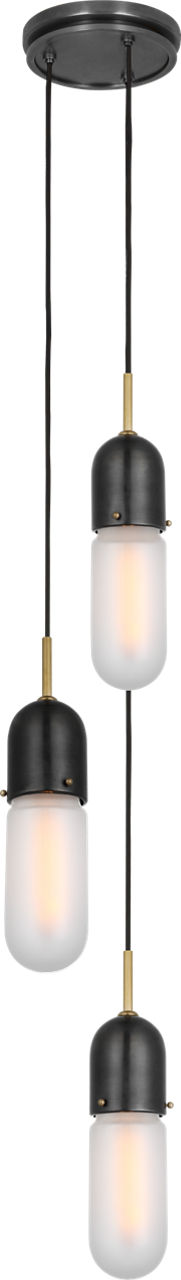 Junio 3-Light Pendant | Bronze and Brass | Frosted Glass