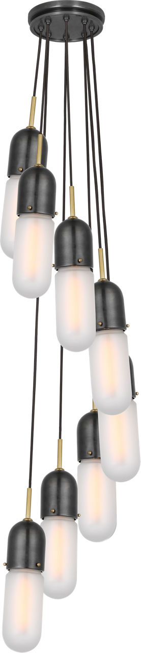 Junio 8-Light Pendant | Bronze and Brass | Frosted Glass