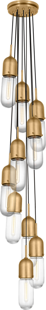 Junio 10-Light Pendant | Hand-Rubbed Antique Brass | Clear Glass