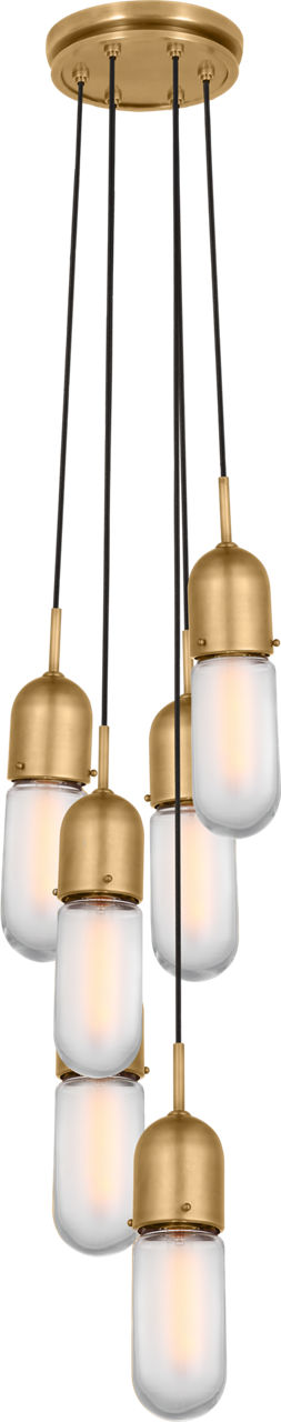 Junio 6-Light Pendant | Hand-Rubbed Antique Brass | Frosted Glass