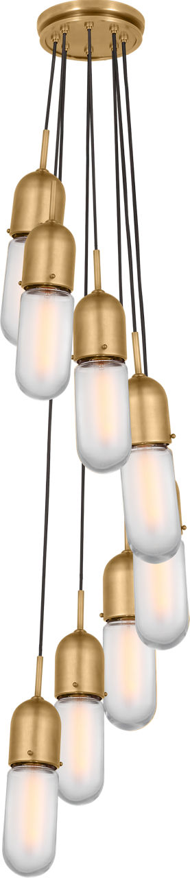 Junio 8-Light Pendant | Hand-Rubbed Antique Brass | Frosted Glass