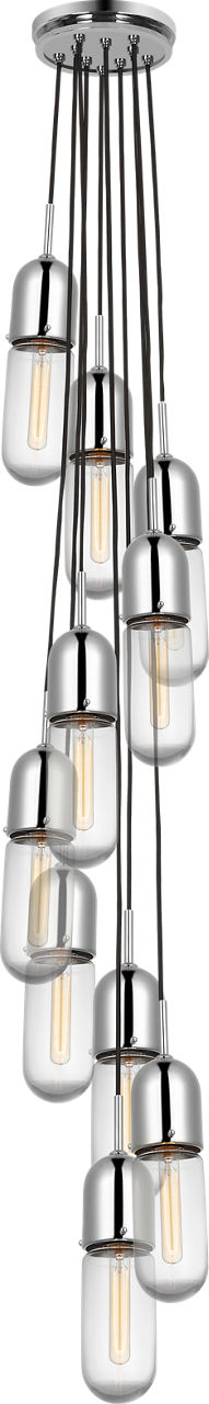 Junio 10-Light Pendant | Polished Nickel | Clear Glass