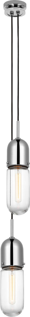 Junio 2-Light Pendant | Polished Nickel | Clear Glass