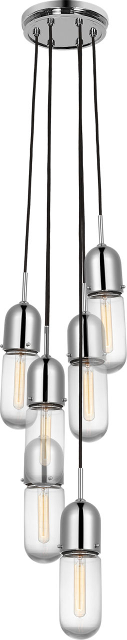 Junio 6-Light Pendant | Polished Nickel | Clear Glass