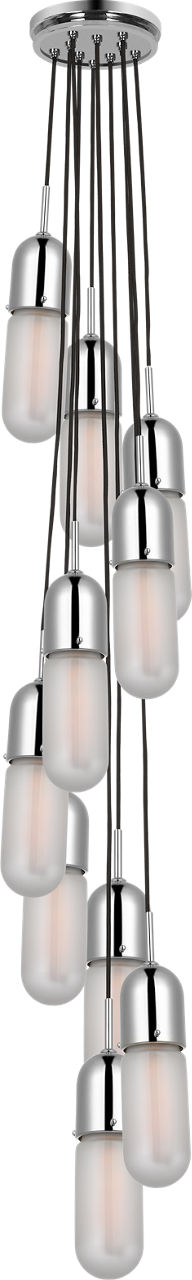 Junio 10-Light Pendant | Polished Nickel | Frosted Glass