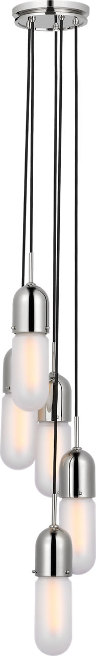 Junio 5-Light Pendant | Polished Nickel | Frosted Glass