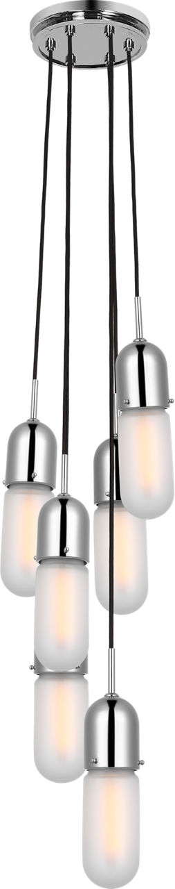 Junio 6-Light Pendant | Polished Nickel | Frosted Glass