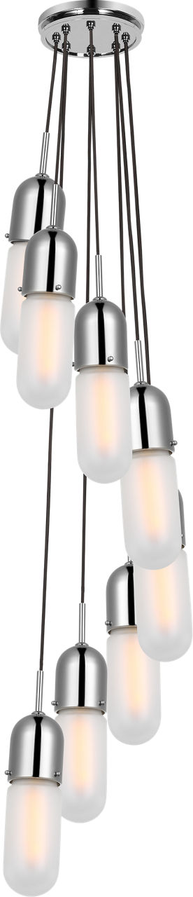 Junio 8-Light Pendant | Polished Nickel | Frosted Glass