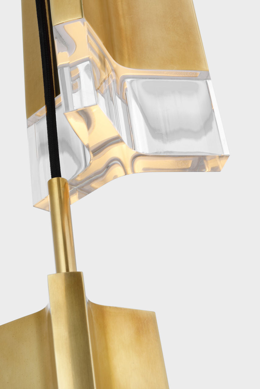 Matcha 2 Light Pendant | Hand-Rubbed Antique Brass | Clear Glass