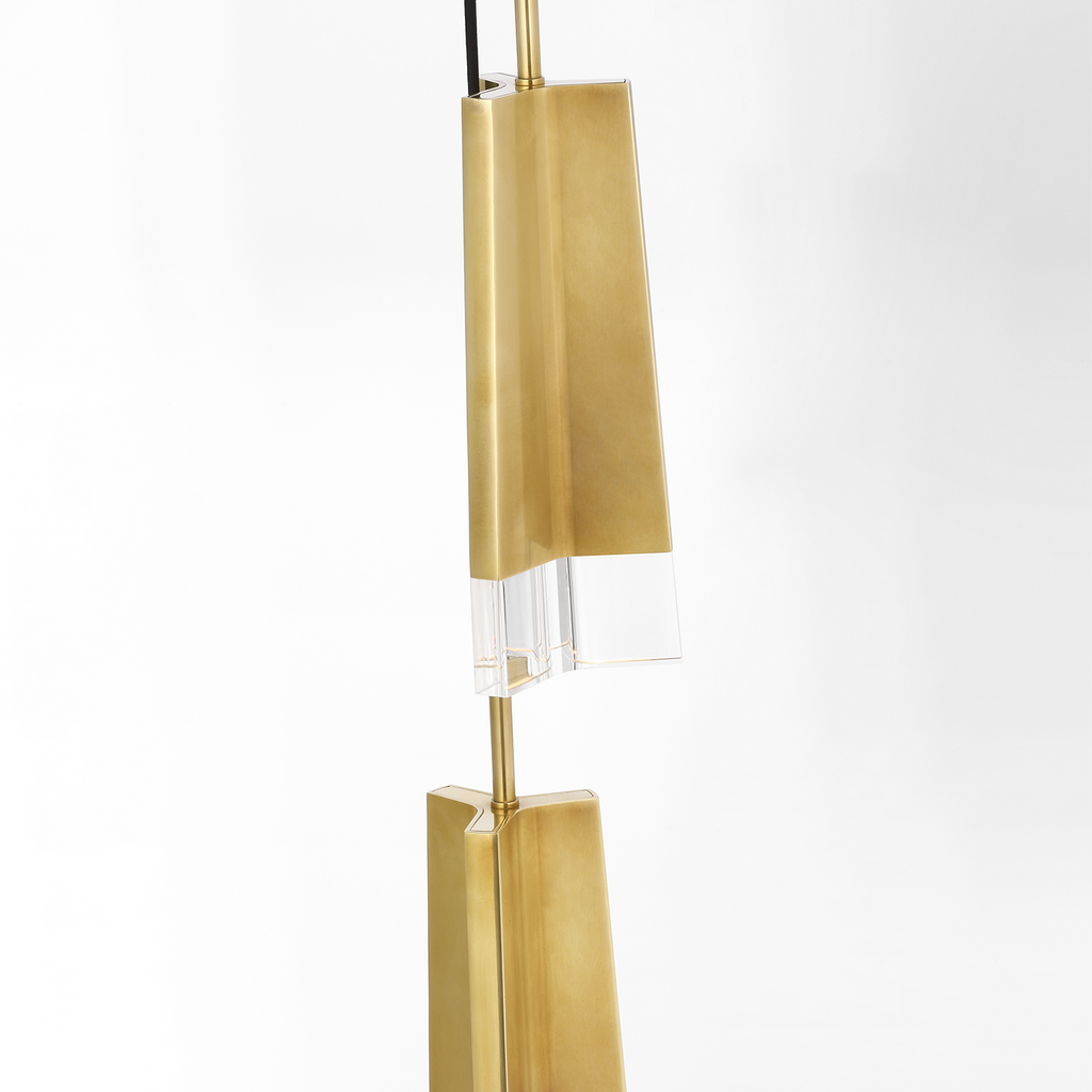 Matcha 2 Light Pendant | Hand-Rubbed Antique Brass | Clear Glass