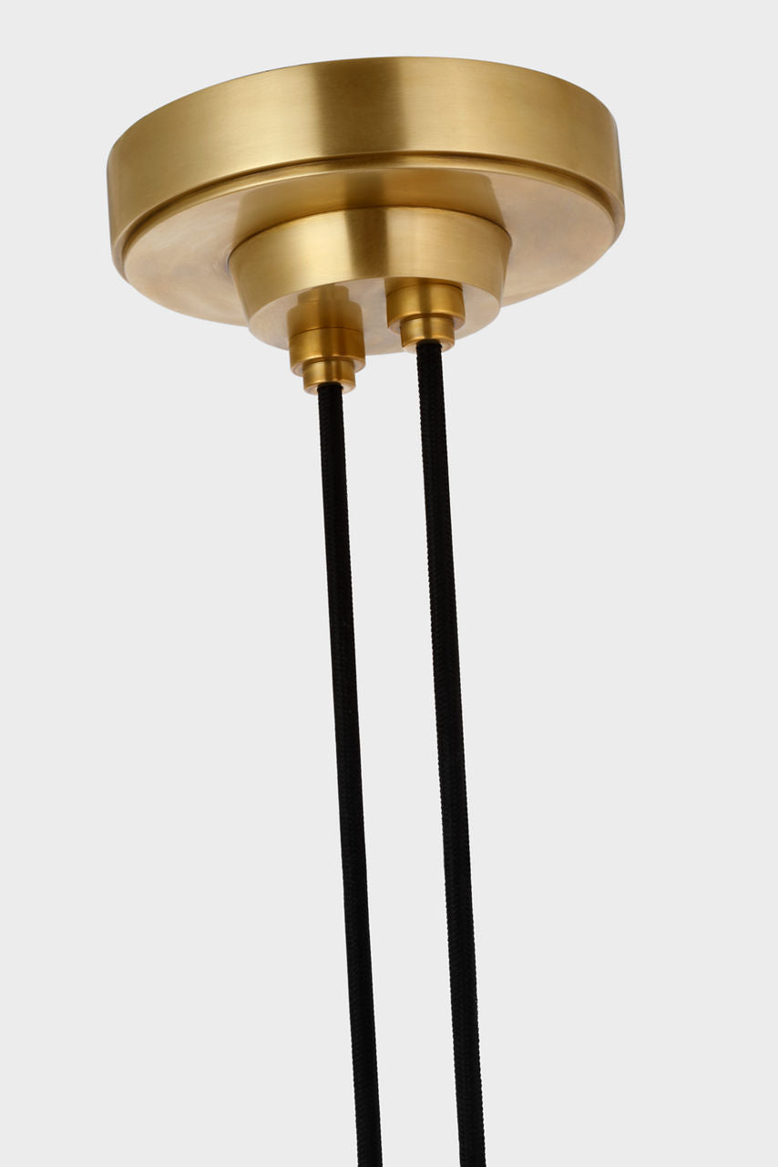 Matcha 2 Light Pendant | Hand-Rubbed Antique Brass | Clear Glass