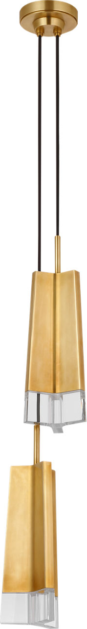 Matcha 2 Light Pendant | Hand-Rubbed Antique Brass | Clear Glass