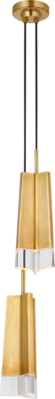 Matcha 2 Light Pendant | Hand-Rubbed Antique Brass | Clear Glass