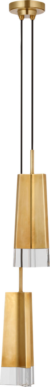 Matcha 2 Light Pendant | Hand-Rubbed Antique Brass | Clear Glass