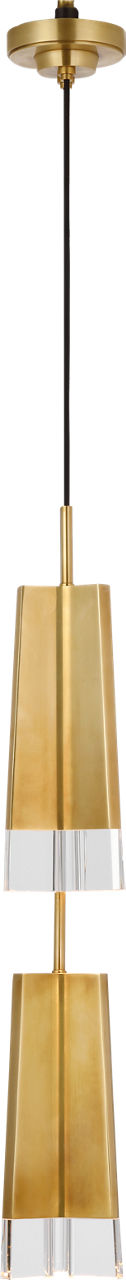 Matcha 2 Light Pendant | Hand-Rubbed Antique Brass | Clear Glass