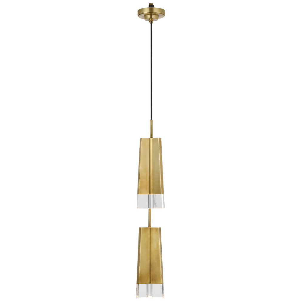 Matcha 2 Light Pendant | Hand-Rubbed Antique Brass | Clear Glass