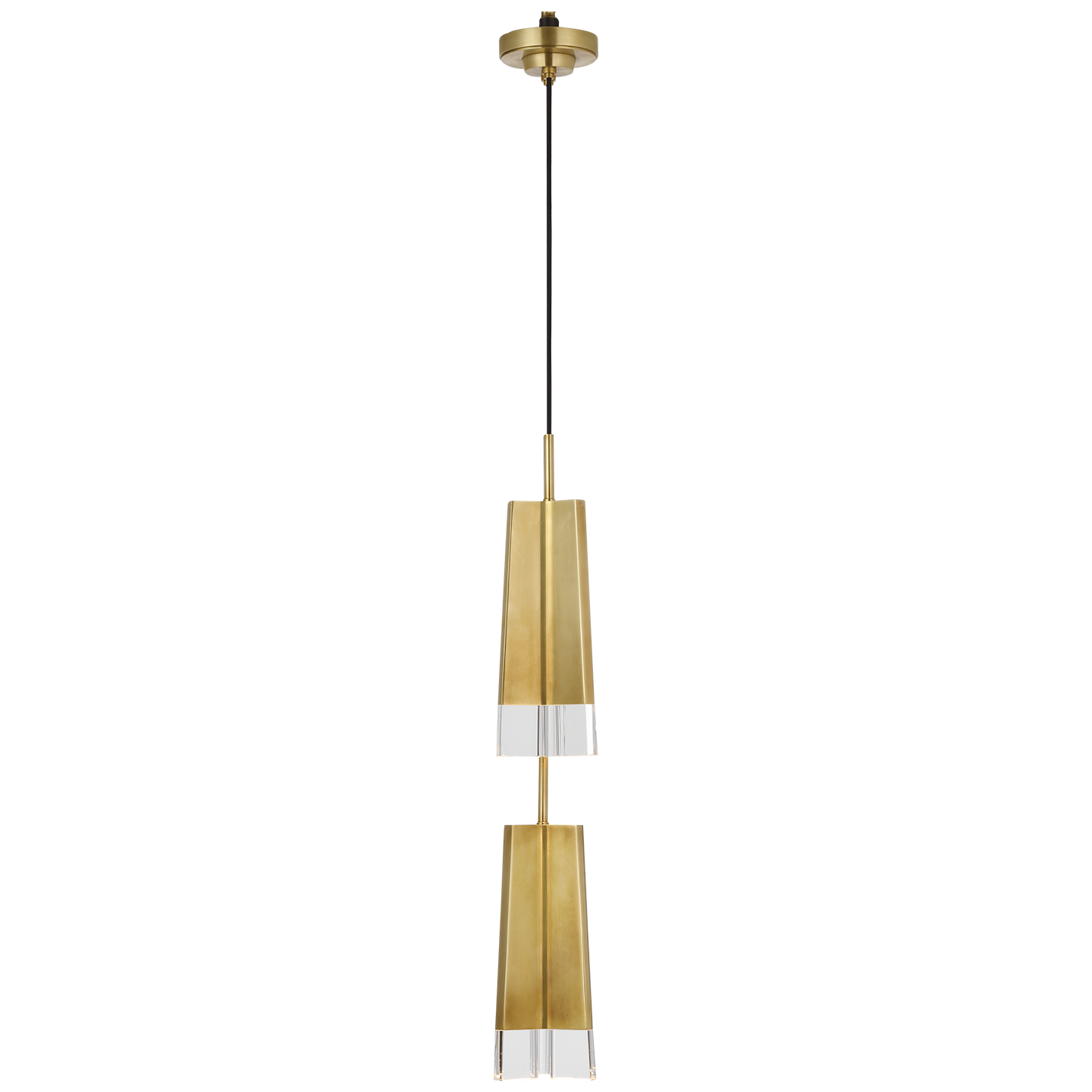 Matcha 2 Light Pendant | Hand-Rubbed Antique Brass | Clear Glass