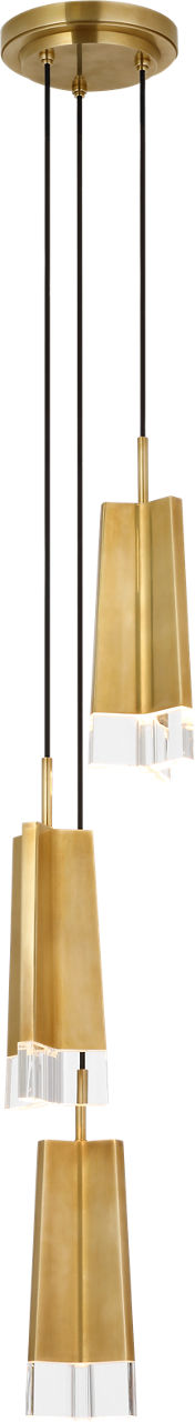Matcha 3 Light Pendant | Hand-Rubbed Antique Brass | Clear Glass