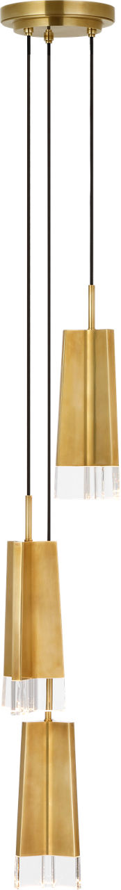 Matcha 3 Light Pendant | Hand-Rubbed Antique Brass | Clear Glass