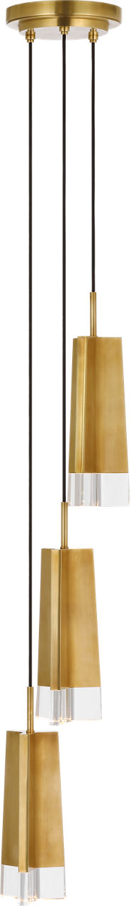 Matcha 3 Light Pendant | Hand-Rubbed Antique Brass | Clear Glass