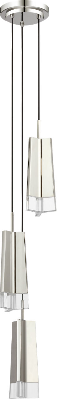 Matcha 3 Light Pendant | Polished Nickel | Clear Glass