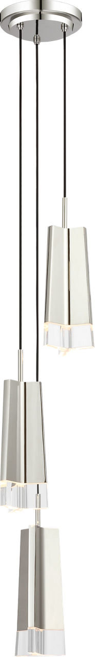 Matcha 3 Light Pendant | Polished Nickel | Clear Glass