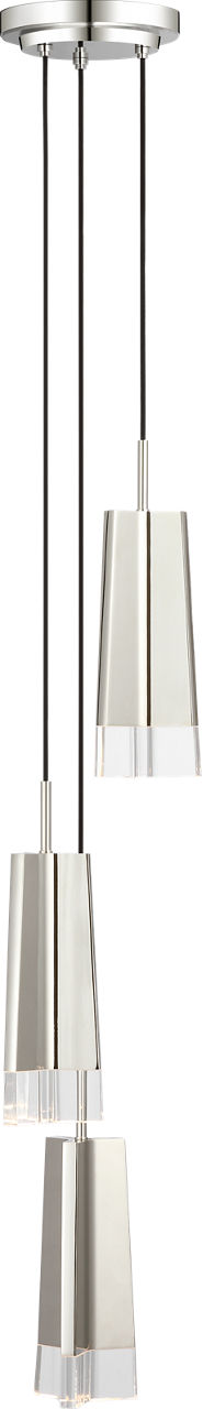 Matcha 3 Light Pendant | Polished Nickel | Clear Glass