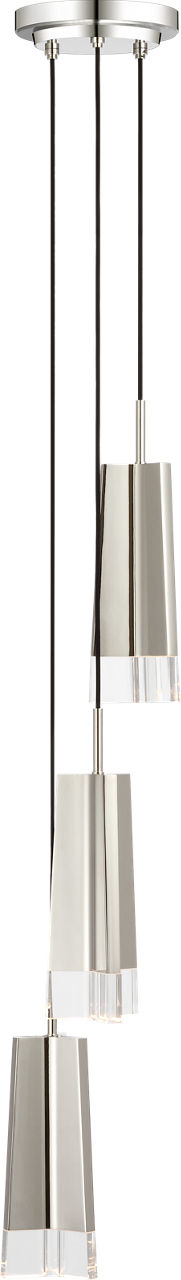 Matcha 3 Light Pendant | Polished Nickel | Clear Glass