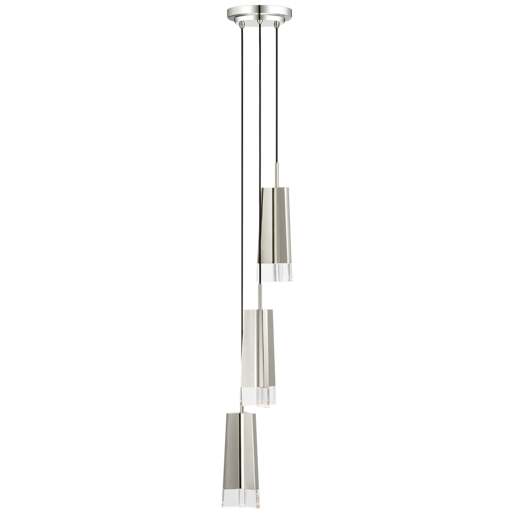 Matcha 3 Light Pendant | Polished Nickel | Clear Glass