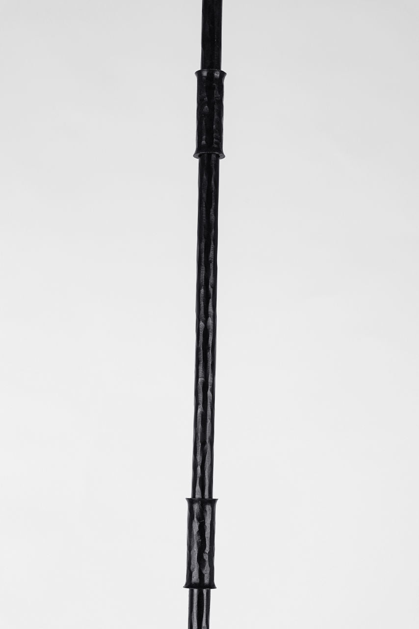Kairos 40" Chandelier | Aged Iron and Roman Bronze | Linen Shades