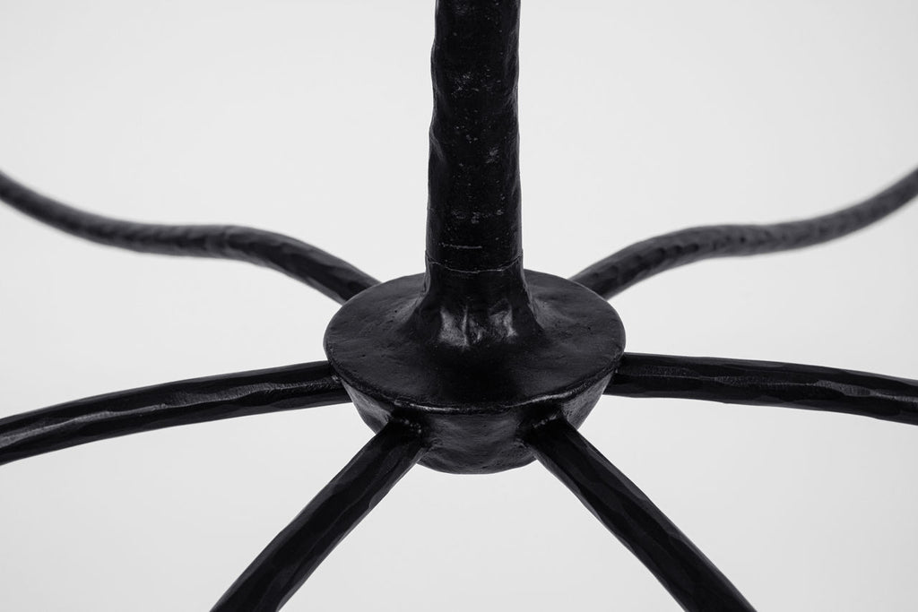Kairos 58" Chandelier | Aged Iron and Roman Bronze | Linen Shades