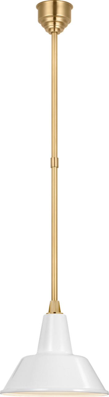 Academy Pendant | Hand-Rubbed Antique Brass | 12.5" White Bowers Shade