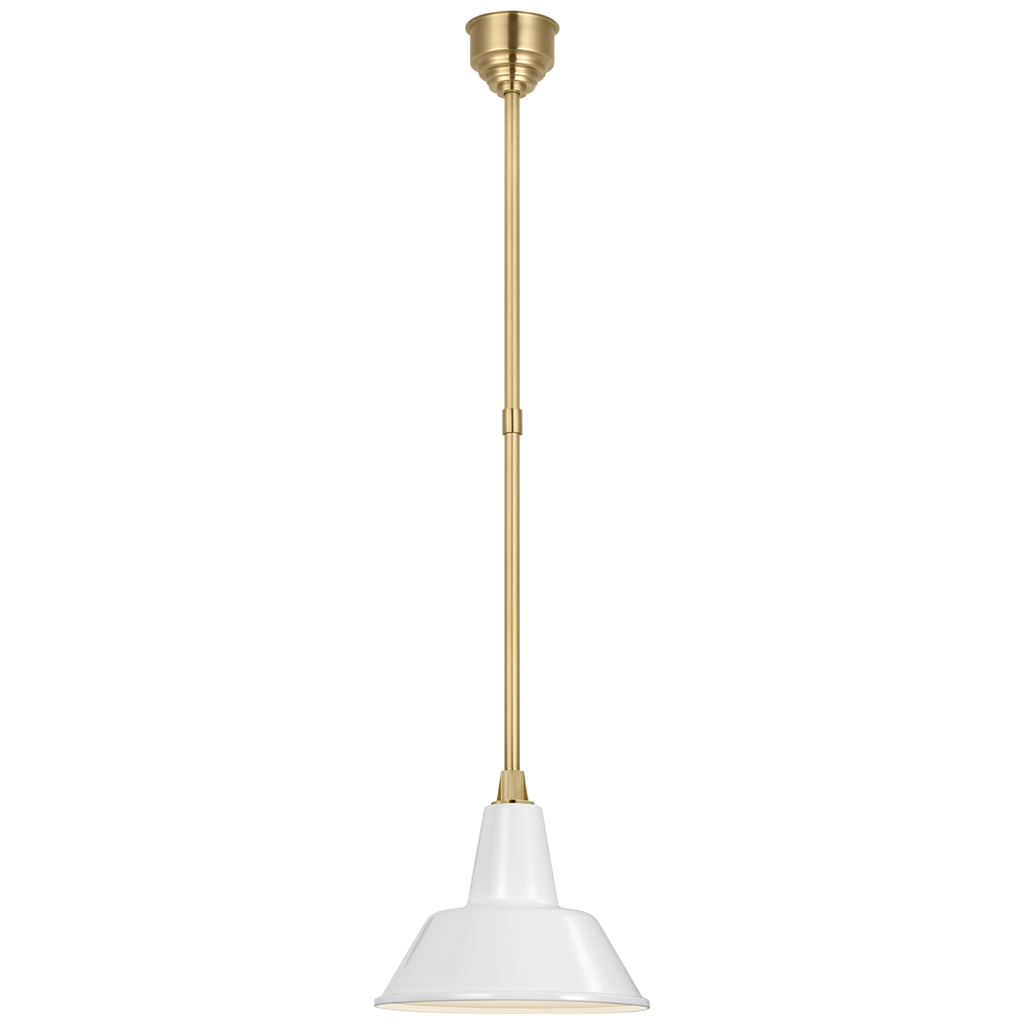 Academy Pendant | Hand-Rubbed Antique Brass | 12.5" White Bowers Shade