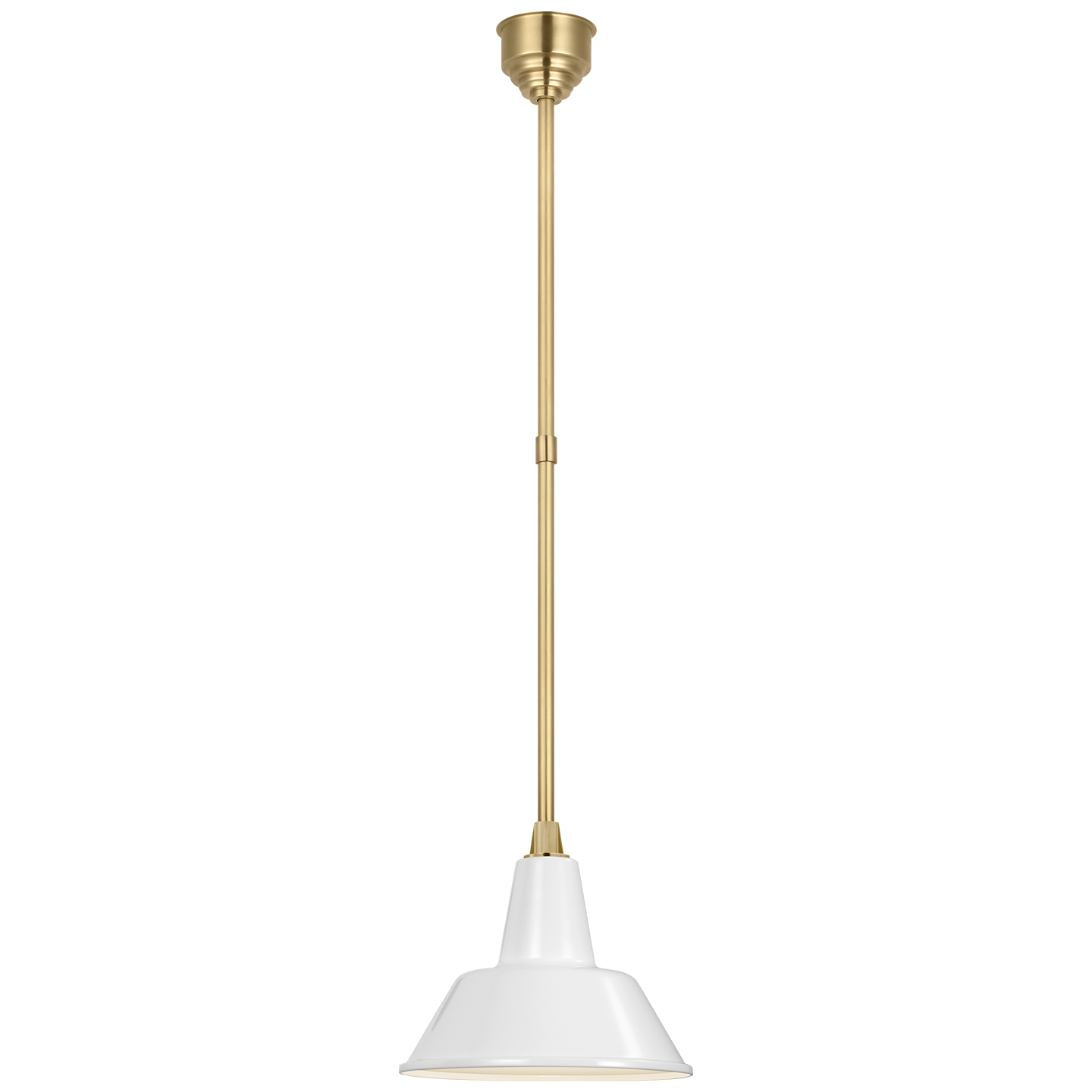 Academy Pendant | Hand-Rubbed Antique Brass | 12.5" White Bowers Shade