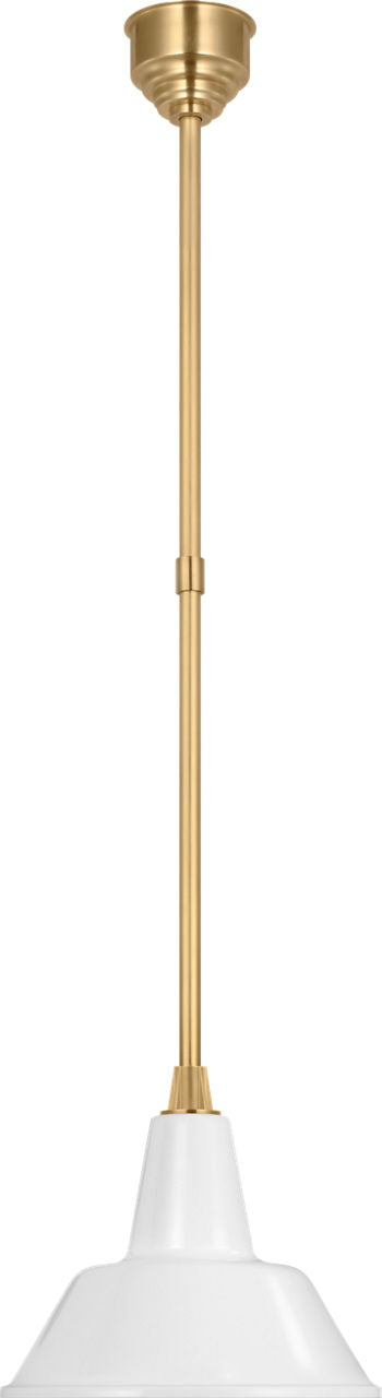 Academy Pendant | Hand-Rubbed Antique Brass | 12.5" White Bowers Shade