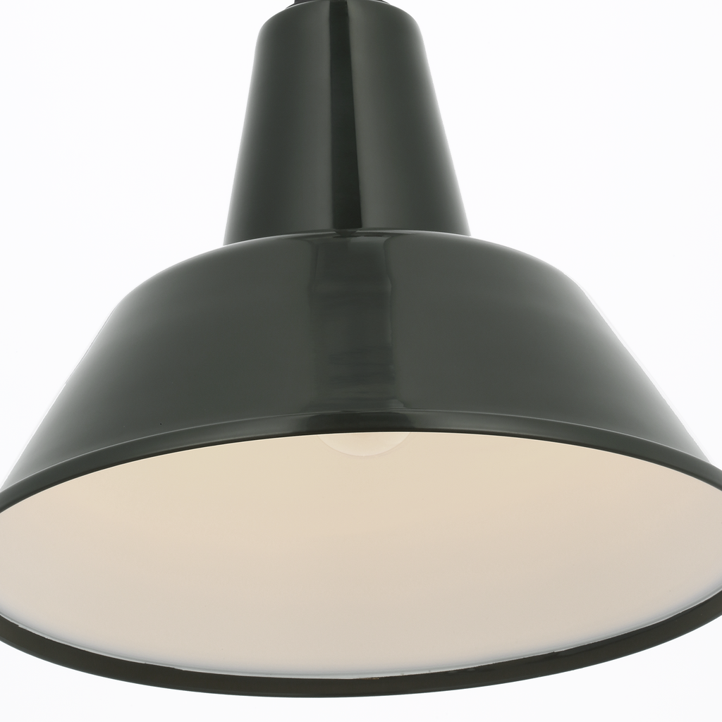 Academy Pendant | Matte Black | 12.5" Green Bowers Shade