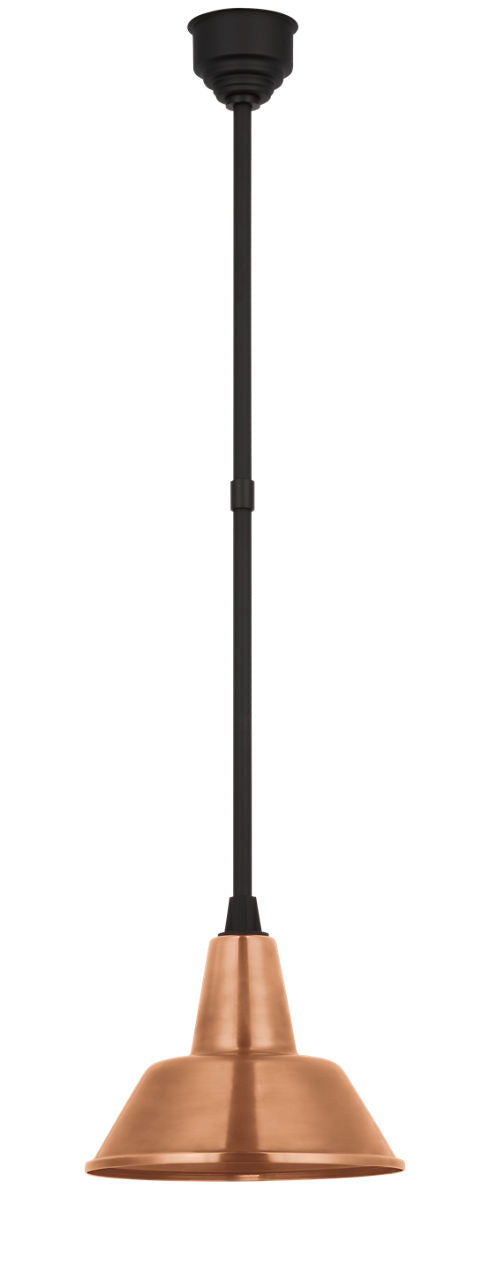 Academy Pendant | Matte Black | 12.5" Soft Copper Bowers Shade