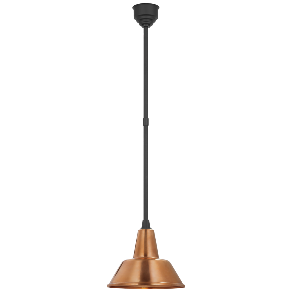 Academy Pendant | Matte Black | 12.5" Soft Copper Bowers Shade
