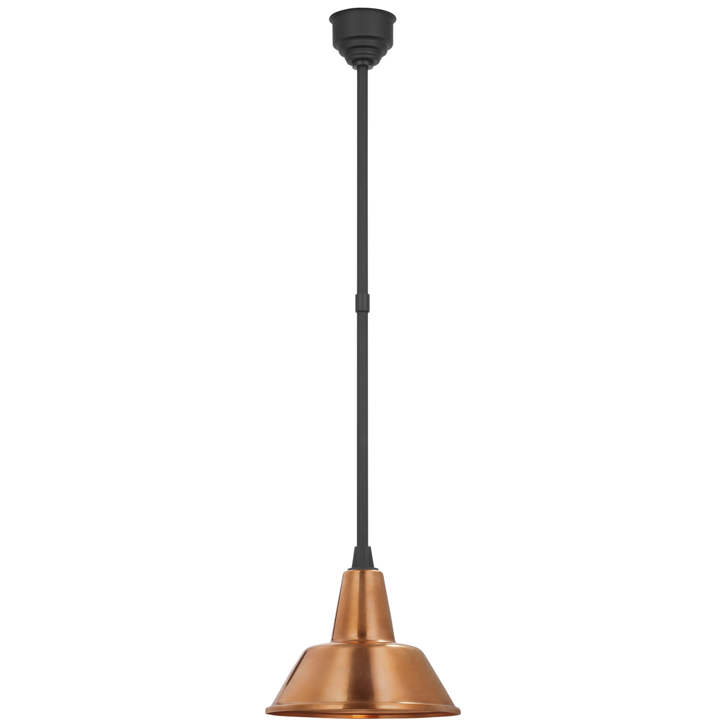 Academy Pendant | Matte Black | 12.5" Soft Copper Bowers Shade