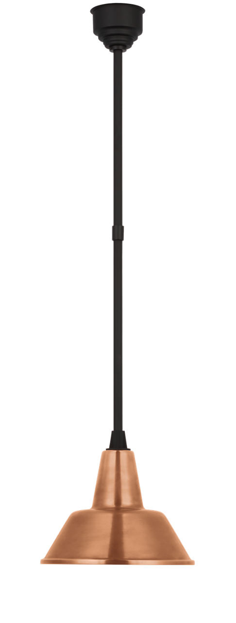 Academy Pendant | Matte Black | 12.5" Soft Copper Bowers Shade