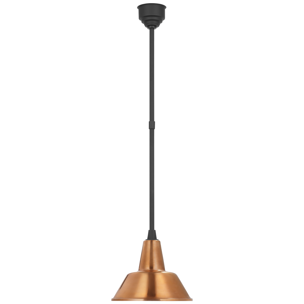 Academy Pendant | Matte Black | 12.5" Soft Copper Bowers Shade