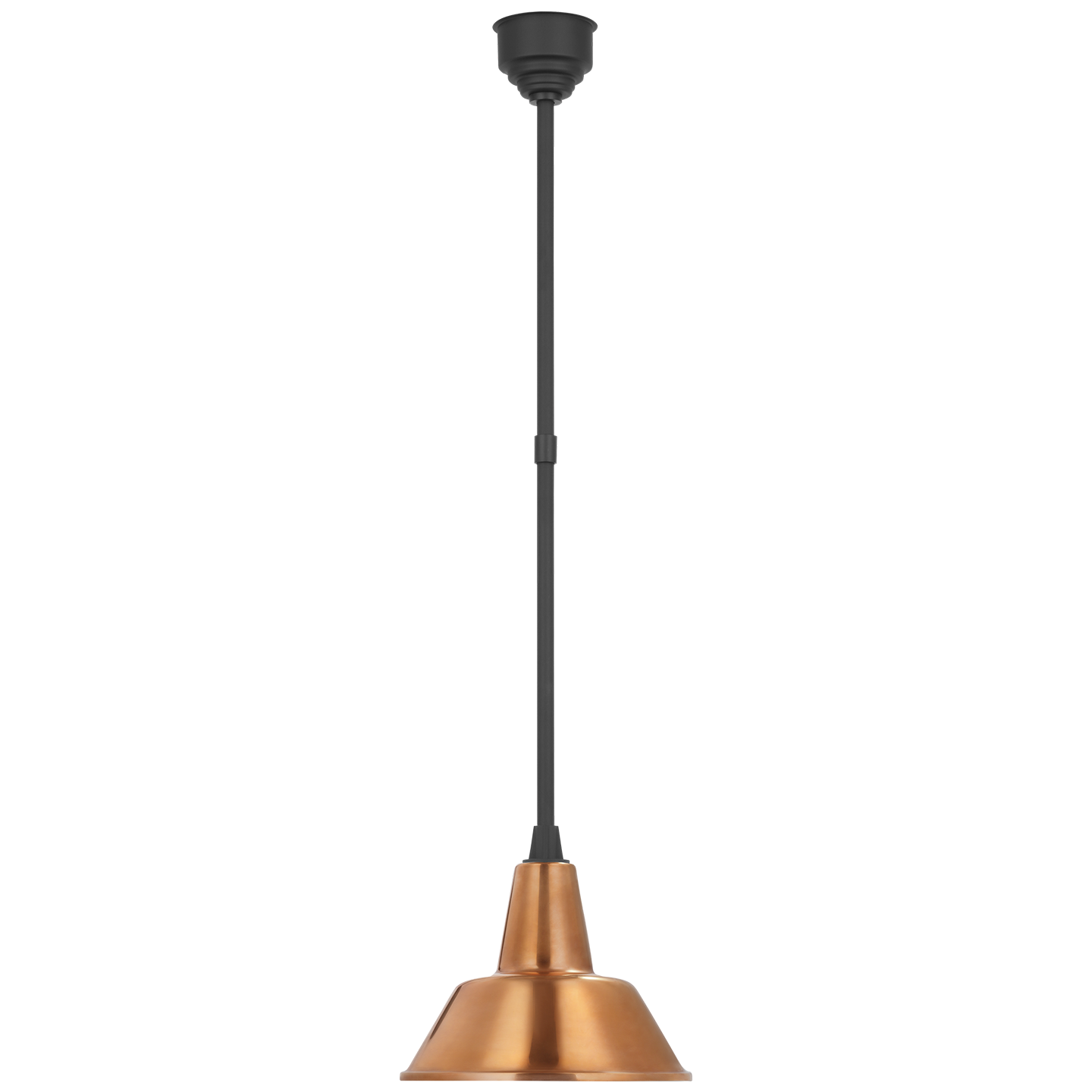 Academy Pendant | Matte Black | 12.5" Soft Copper Bowers Shade