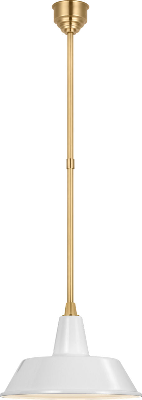 Academy Pendant | Hand-Rubbed Antique Brass | 16" White Bowers Shade