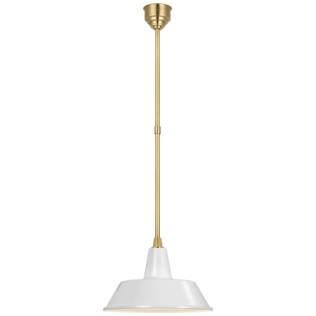 Academy Pendant | Hand-Rubbed Antique Brass | 16" White Bowers Shade