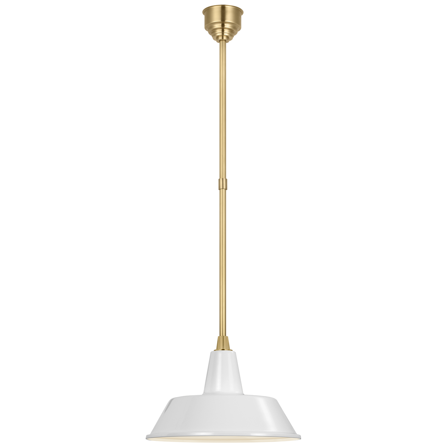 Academy Pendant | Hand-Rubbed Antique Brass | 16" White Bowers Shade