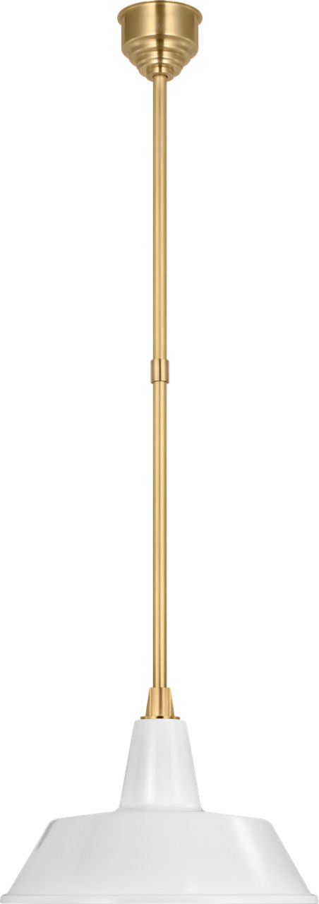 Academy Pendant | Hand-Rubbed Antique Brass | 16" White Bowers Shade
