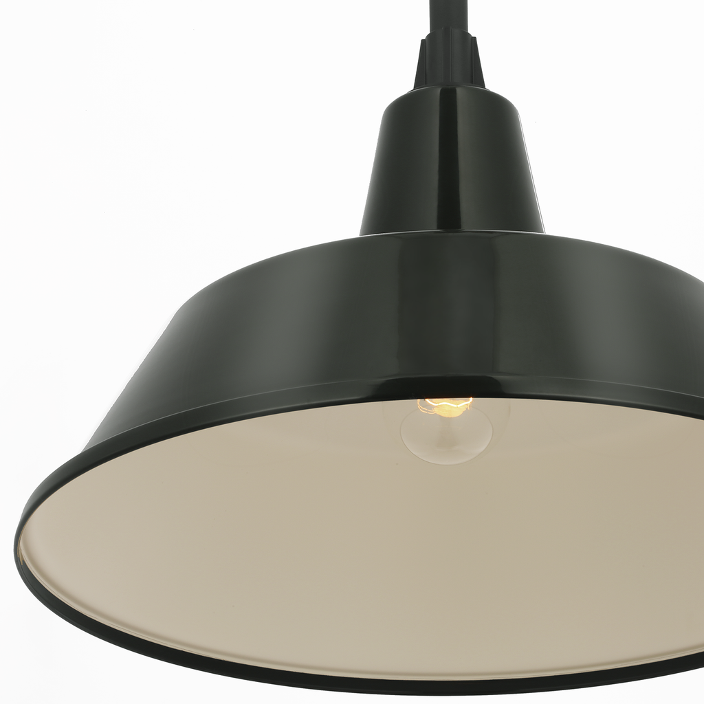 Academy Pendant | Matte Black | 16" Green Bowers Shade