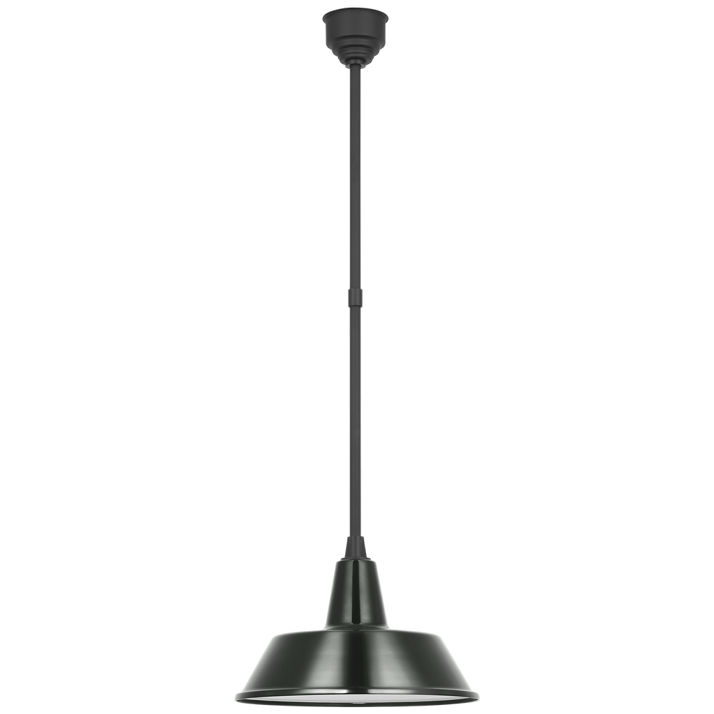 Academy Pendant | Matte Black | 16" Green Bowers Shade