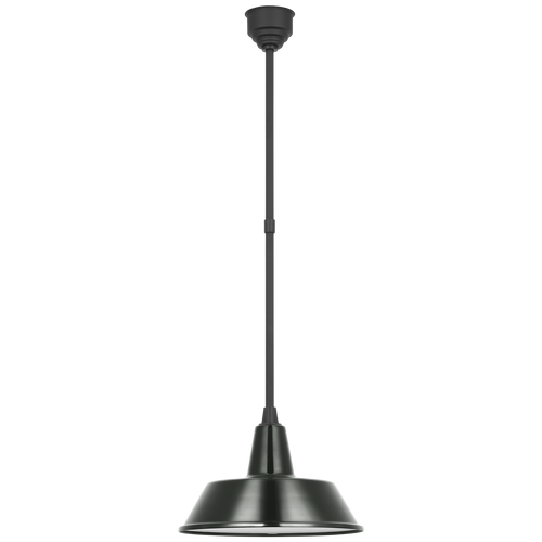 Academy Pendant | Matte Black | 16" Green Bowers Shade